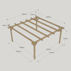 Freestanding Garden Pergola - Light Green - 4.8m Width x 4.8m Length