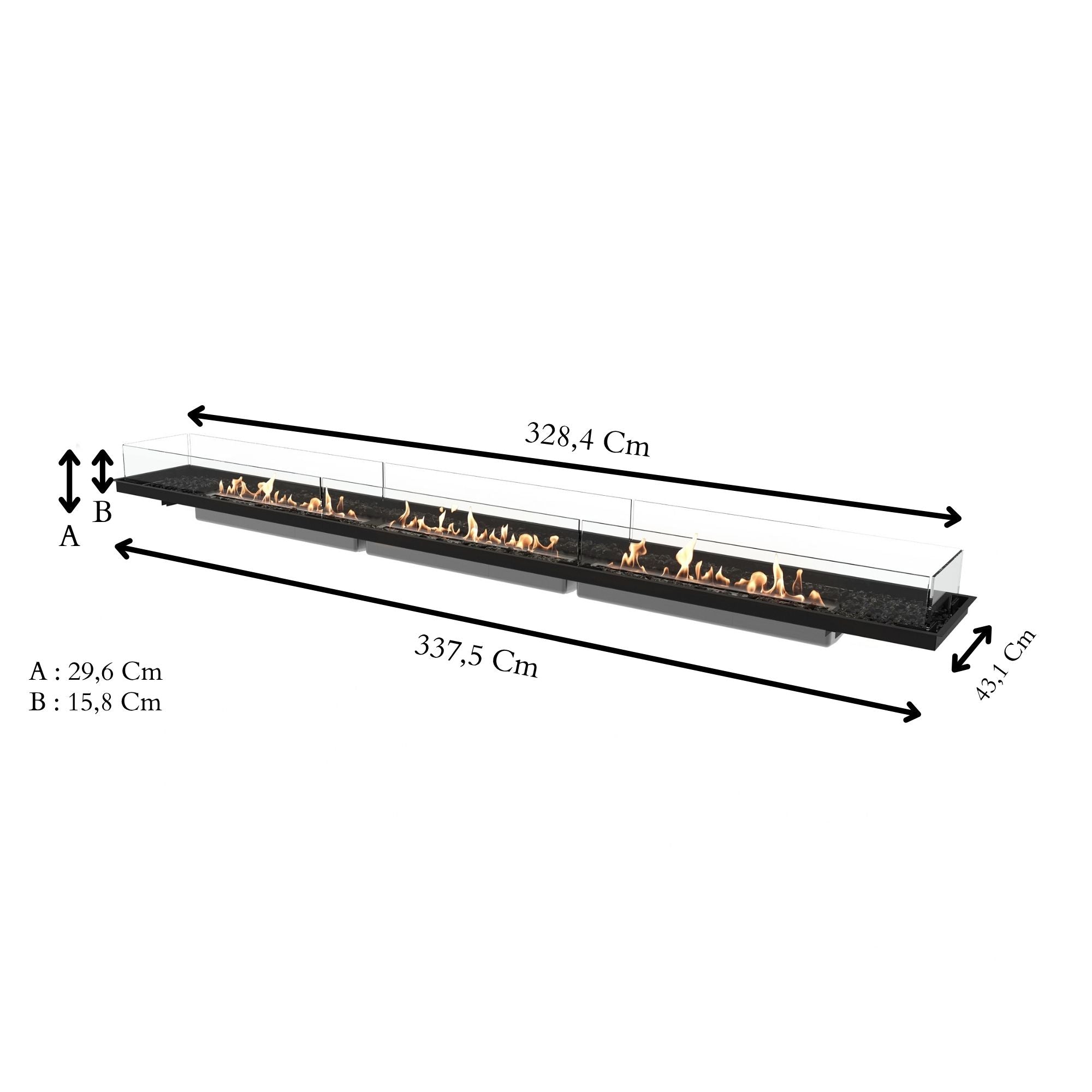 Woodlark EcoSmart Fire Linear 130 clean-burning indoor and outdoor fireplace by Mad Design