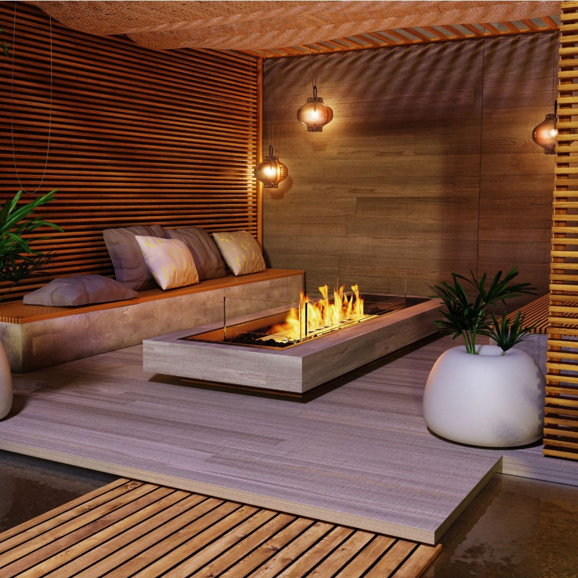 Woodlark EcoSmart Fire Linear 65 by Mad Design indoor and outdoor bioethanol fireplace