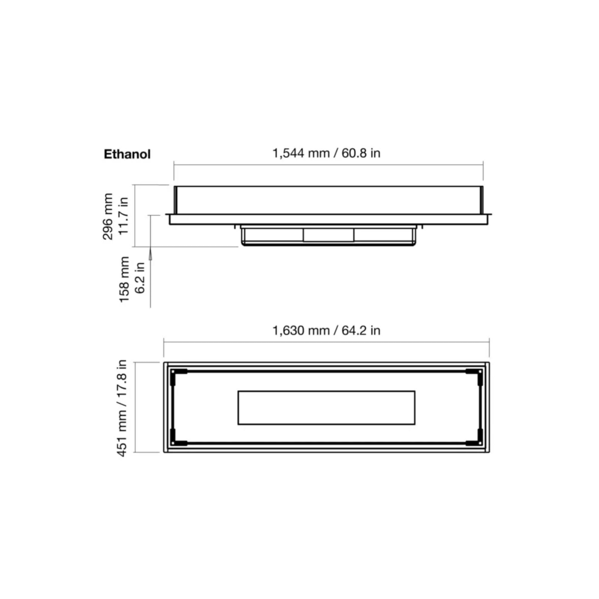 Woodlark EcoSmart Fire Linear 65 by Mad Design indoor and outdoor bioethanol fireplace