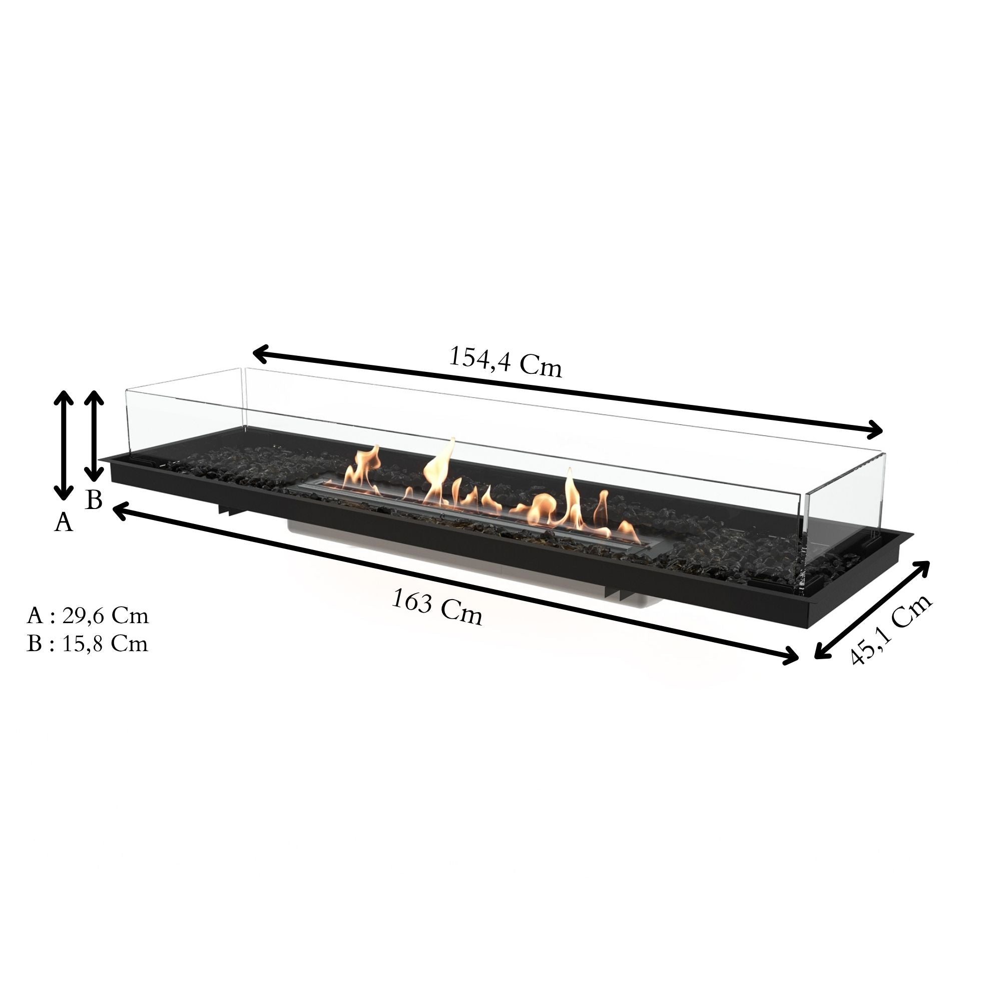 Woodlark EcoSmart Fire Linear 65 by Mad Design indoor and outdoor bioethanol fireplace