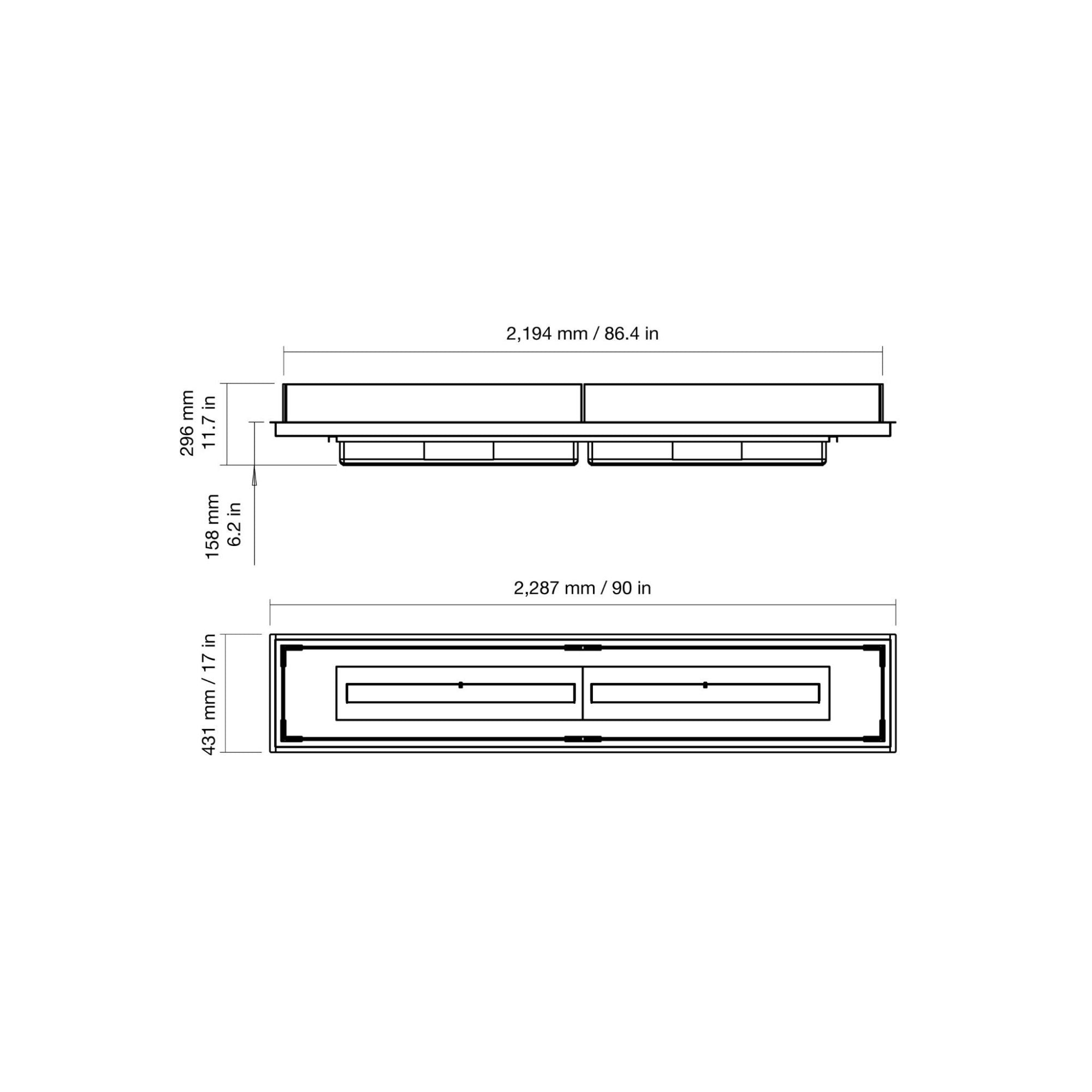 Woodlark EcoSmart Fire Linear 90 by Mad Design indoor and outdoor bioethanol fireplace
