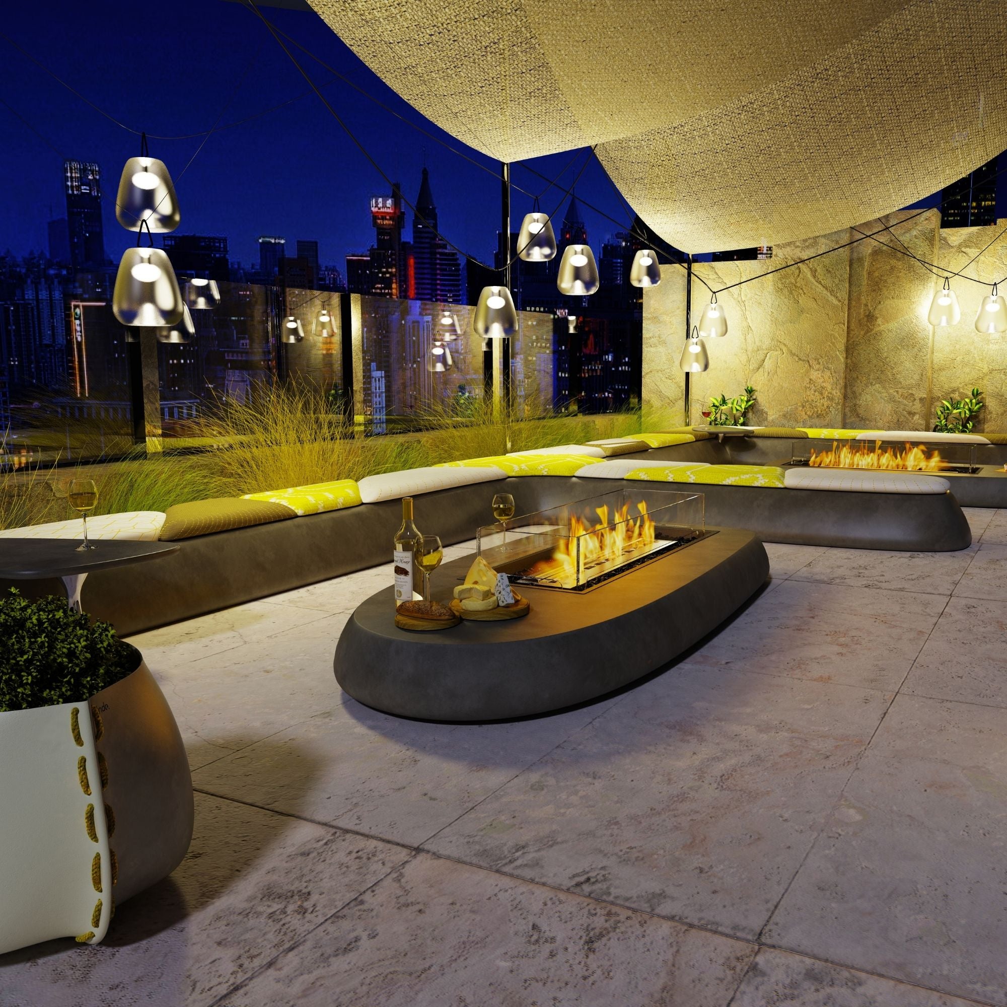 Woodlark Mad Design Linear 50 bioethanol fireplace with modern indoor and outdoor design