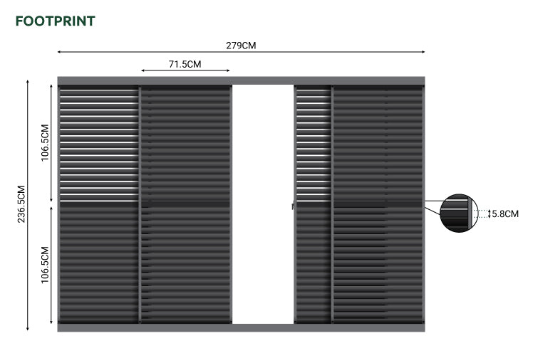 Nova Titan Aluminium Louvre Sliding Doors 3m DImensions