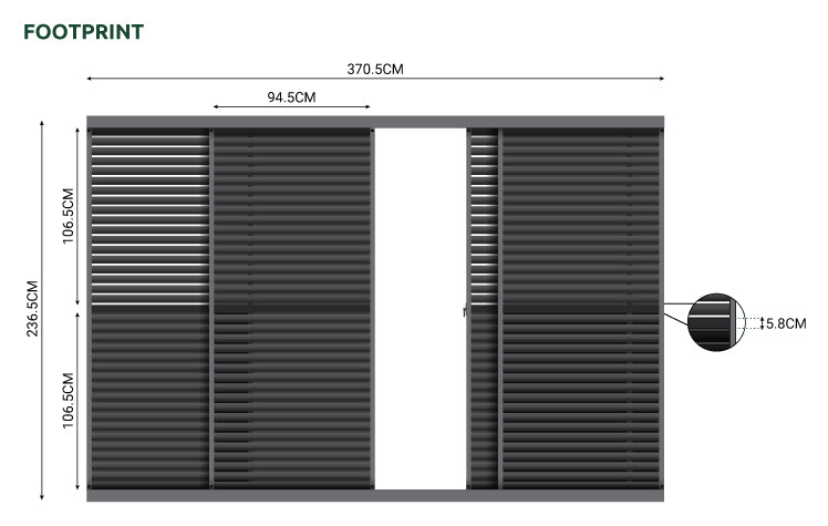 Nova Titan Aluminium Louvre Sliding Doors 4m DImensions