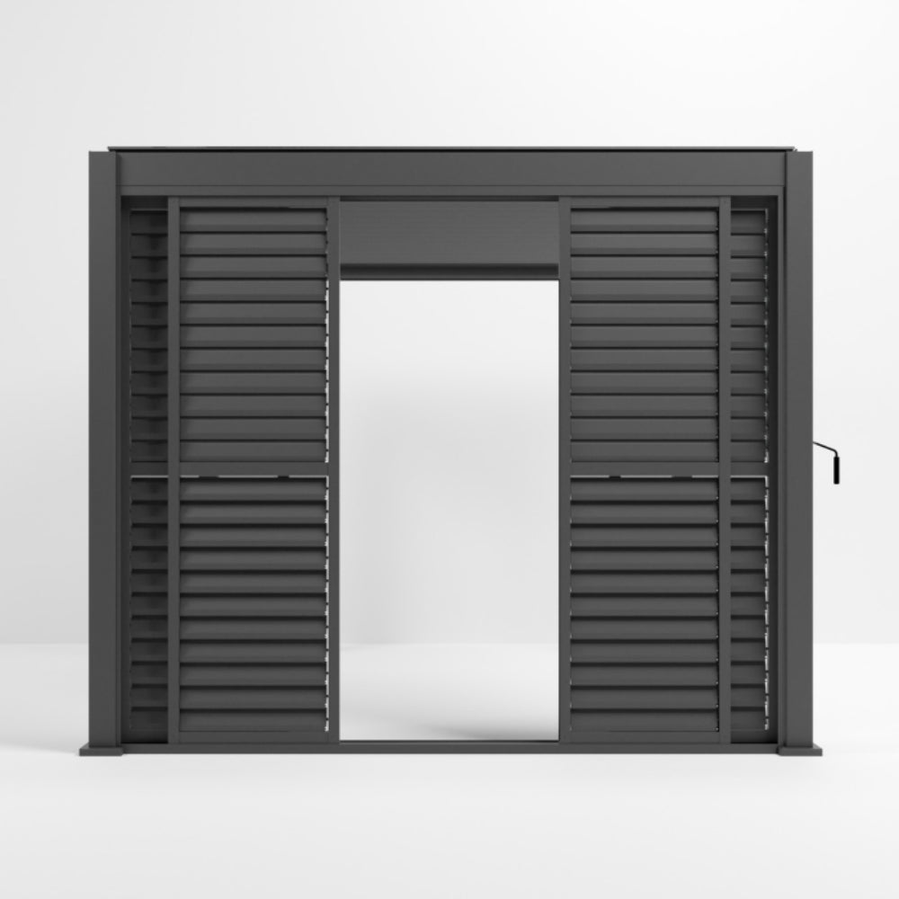 Nova Titan Aluminium Louvre Sliding Doors Grey - 3m Open