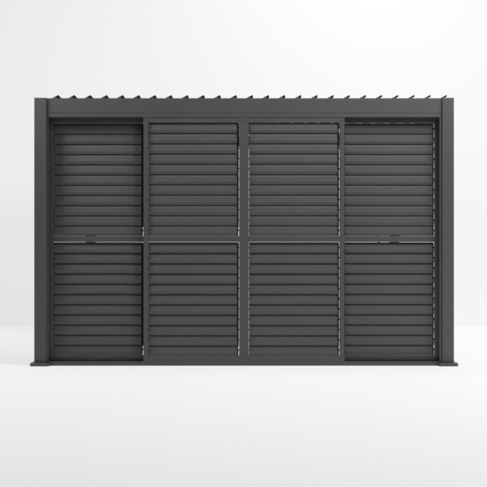 Nova Titan Aluminium Louvre Sliding Doors Grey - 4m Closed Side