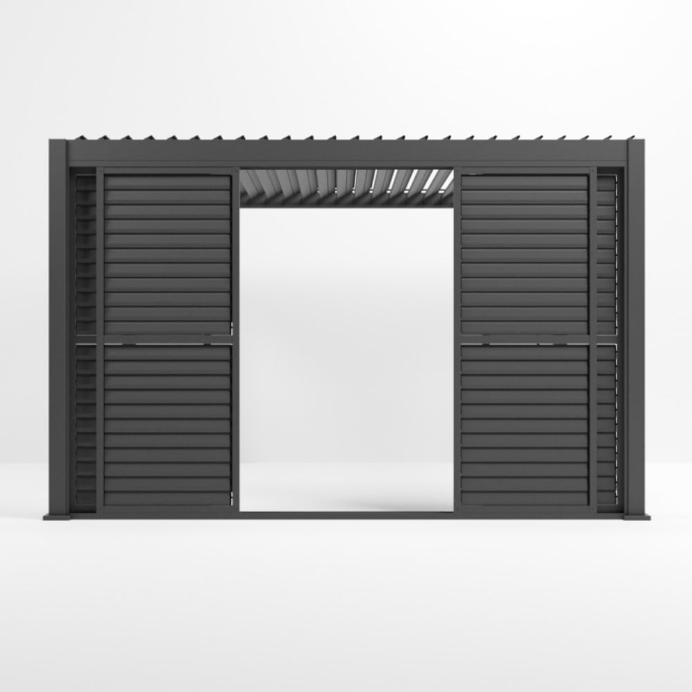 Nova Titan Aluminium Louvre Sliding Doors Grey - 4m Open