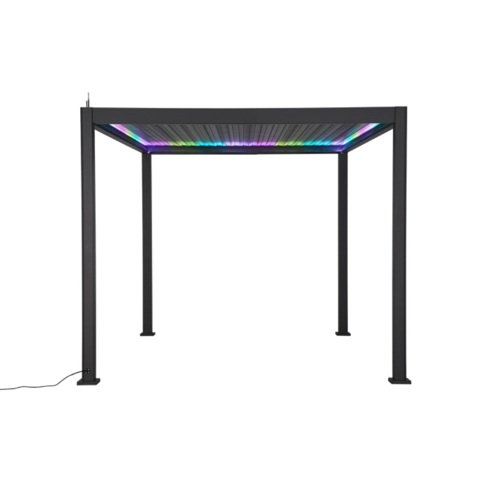 Nova Titan Plus Motorised Aluminium Pergola 3m x 3m with Rainbow Led Light Studio Image