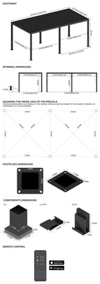Nova Titan Plus Motorised Aluminium Pergola 3m x 6m Dimensions
