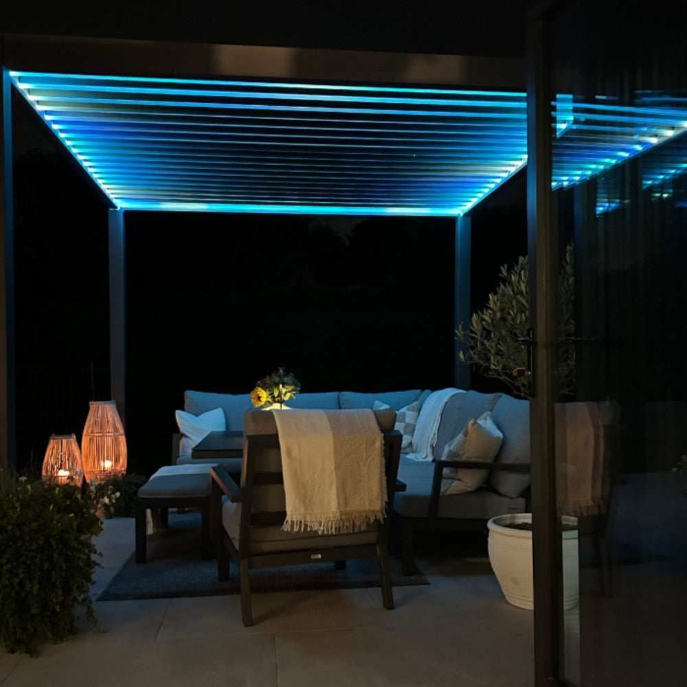 Nova Titan Plus Motorised Aluminium Pergola 4m x 3m with Led Light Side View