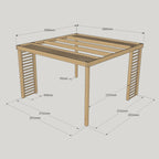 Freestanding Panel Pergola - Rustic Brown - 3m Width x 3m Length