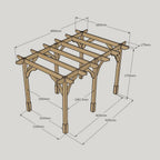 Freestanding Premium Pergola - Rustic Brown - 1.8m Width x 4.8m Length