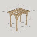 Freestanding Premium Pergola - Rustic Brown - 2.4m Width x 3m Length