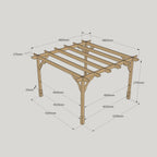Freestanding Premium Pergola - Rustic Brown - 4.8m Width x 4.8m Length