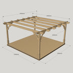 Freestanding Premium Pergola with Decking - Light Green - 2.4m Width x 2.4m Length