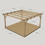 Freestanding Premium Pergola with Decking - Rustic Brown - 3m Width x 3m Length