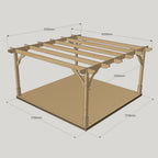 Freestanding Premium Pergola with Decking - Light Green - 4.2m Width x 4.2m Length