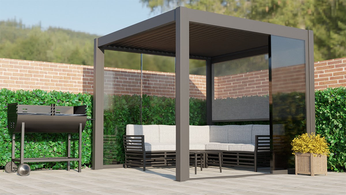 Remanso Luxury Electric Pergola 3x3 Model - Beside a BBQ Griller