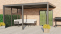 Remanso Luxury Electric Pergola 4x5 Wall Mounted Model - With Sofa Set