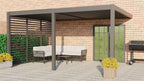 Remanso Luxury Electric Pergola 4x5 Wall Mounted Model - With Sofa Set