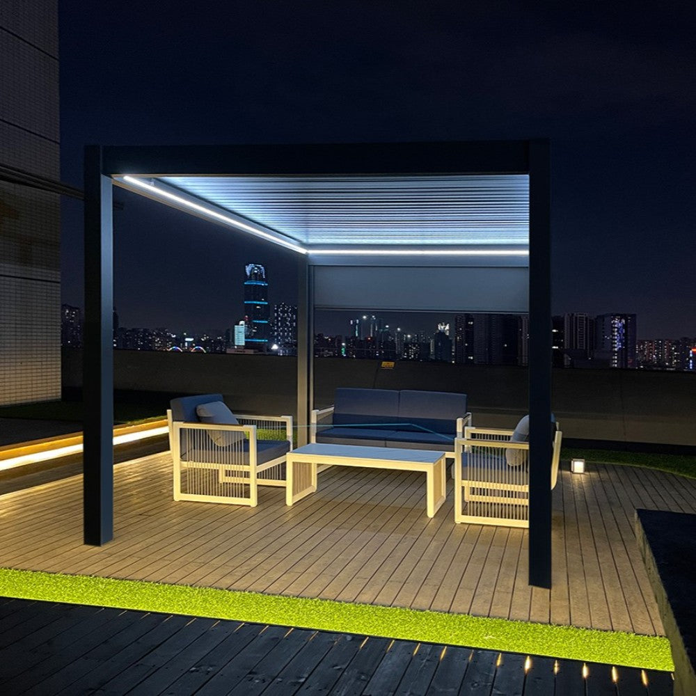 Remanso Luxury Electric Pergola with Sofa Set and Led Lights