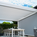 Suns Lifestyle Alvaro Louvered Pergola White Outdoor With DIning Table