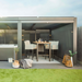 Suns Lifestyle Maranza Vented Pergola Lifestyle with Elevated Table and Ourdoor Tub