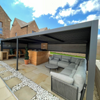 Suns Lifestyle Maranza Vented Pergola Lifestyle with Sofa and Table