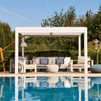 Suns Lifestyle Maranza Vented Pergola Lifestyle With Sofa White Daytime