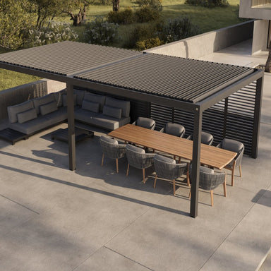 Suns Lifestyle Luxe Electric Louvered Roof LED Pergola Matt Gray Top View