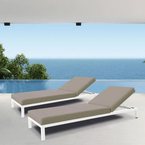 The Persian Lounger - Aluminium Frame Sun Lounger - White Stone, Lifestyle Image