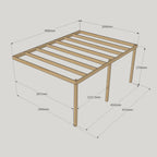 Wall Mounted Box Pergola - Rustic Brown - 3m Depth x 4.8m Length