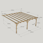 Wall Mounted Premium Pergola - Light Green - 2.4m Depth x 5.4m Length