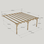 Wall Mounted Premium Pergola - Rustic Brown - 3.6m Depth x 6m Length