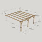 Wall Mounted Premium Pergola - Rustic Brown - 3m Depth x 4.2m Length