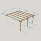 Wall Mounted Premium Pergola - Light Green - 4.8m Depth x 4.8m Length