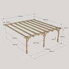 Wall Mounted Premium Pergola - Light Green - 4.8m Depth x 6m Length
