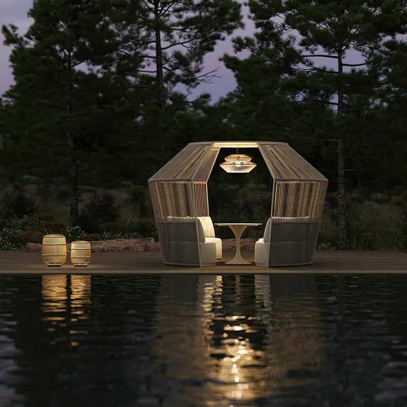 Westminster Atmosphere Pod - White / Ivory Colour, with 90cm / White / Stone Table - Lifestyle Image