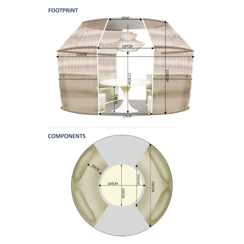 Westminster Atmosphere Pod - With 160cm Sphere Table Dimensions