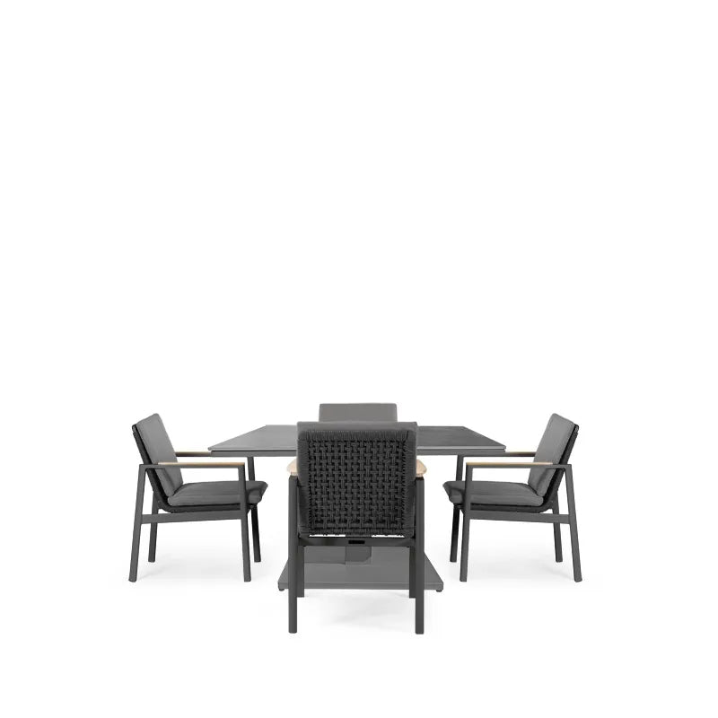 Westminster Lunar Dining Set 90cm x 90cm - Charcoal / Mid Gray Rising Table - Charcoal / Graphite Chairs