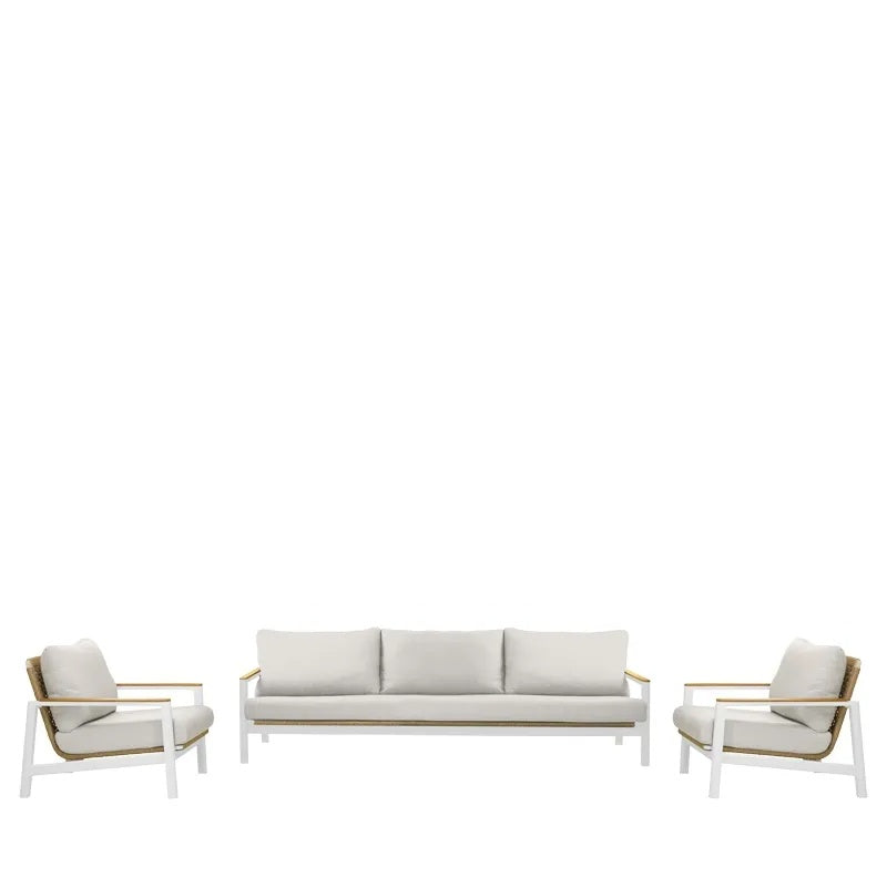 Westminster Lunar Sofa Set - 5 Seater, 2 Lounge Chairs White / Ivory Colour, Studio Image
