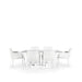 Westminster Matrix Dining Set - Rectangle 150cm x 90cm Table with 6 Chairs White / Stone Rising Table, White / Stone Chairs, Studio Image