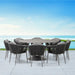 Westminster Moon Dining Set - Round 160cm Table with 8 Chairs - Charcoal / Mid Gray Table, Charcoal / Graphite Chairs