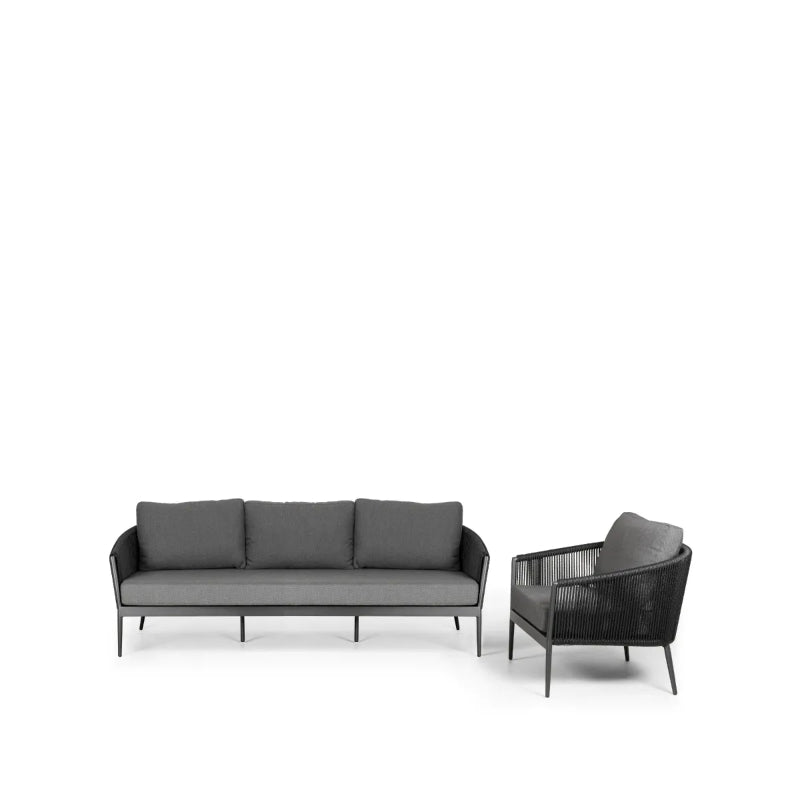 Westminster Moon Sofa Set - 3 Seater with 1 Armchair, Charcoal / Graphite Colour, Studio Image