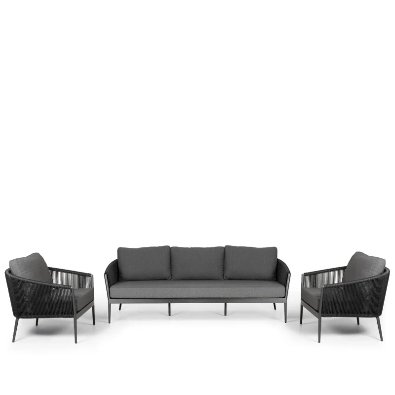 Westminster Moon Sofa Set - 3 Seater with 2 Armchairs, Charcoal / Graphite Colour, Studio Image