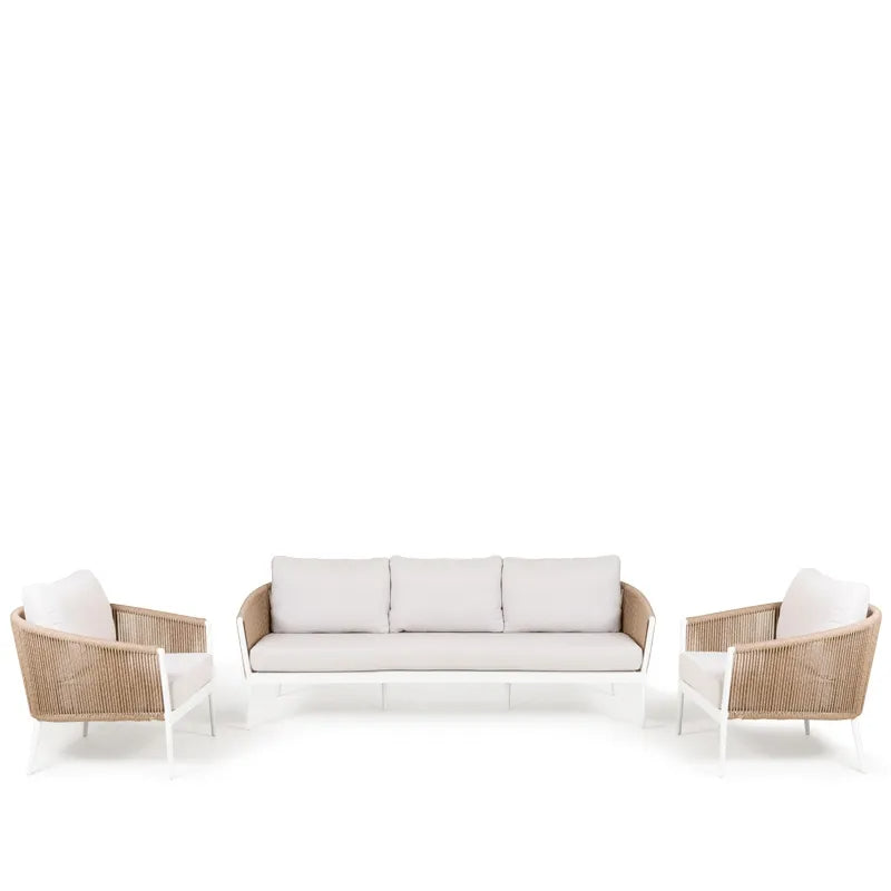 Westminster Moon Sofa Set - 3 Seater with 2 Armchairs, White / Ivory Colour, Studio Image