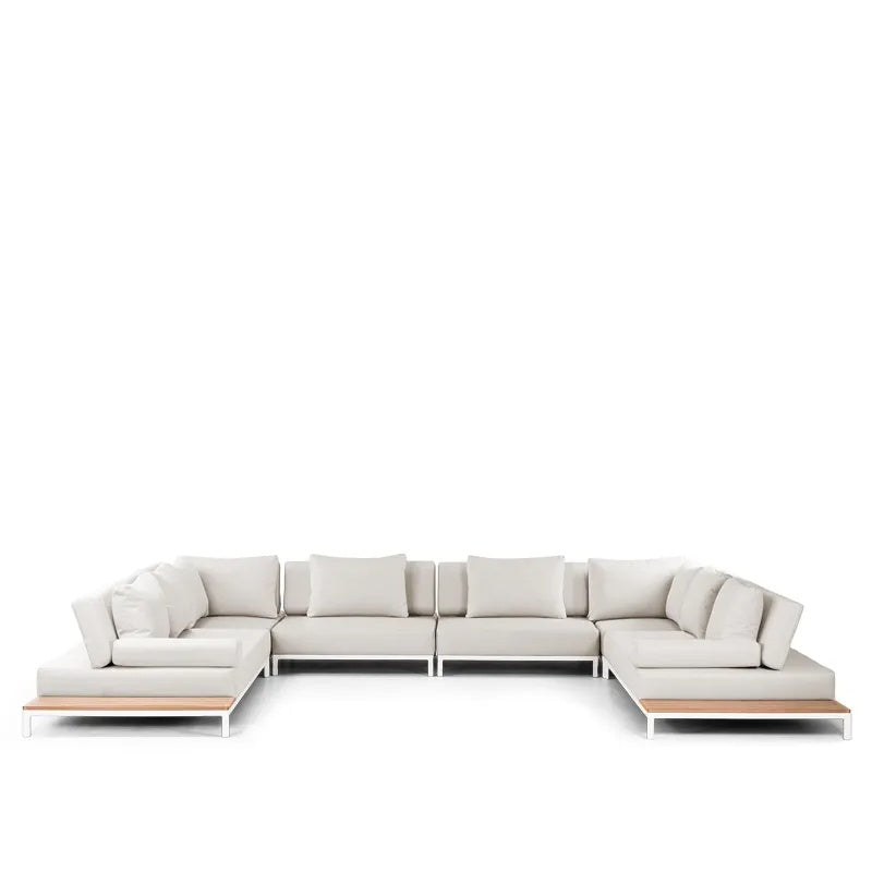 Westminster Motion Fabric Sofa Set - 10 Seater, 1 Left Sofa, 1 Right Sofa, 1 Corner Sofa, 2 Middle Sofa, White / Ivory Colour, Studio Image