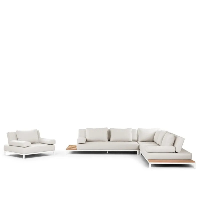 Westminster Motion Fabric Sofa Set - 8 Seater, 1 Left Sofa, 1 Right Sofa, 1 Corner Sofa, 1 Middle Sofa, White / Ivory Colour, Studio Image