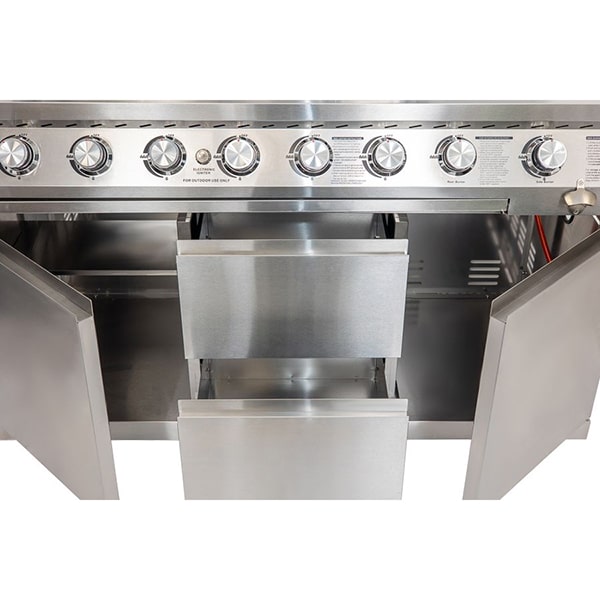 Whistler Grills Lechlade Outdoor Kitchen Front View Opened Drawers